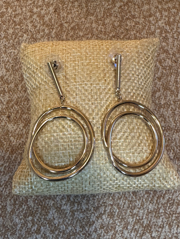 Double Gold Tone Hoop Earrings