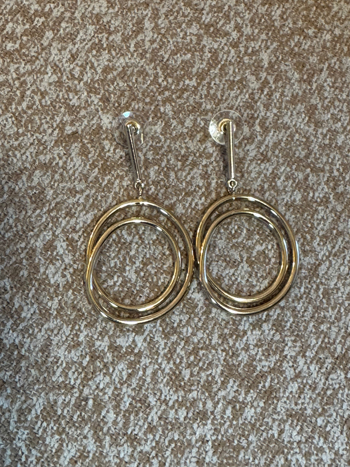 Double Gold Tone Hoop Earrings