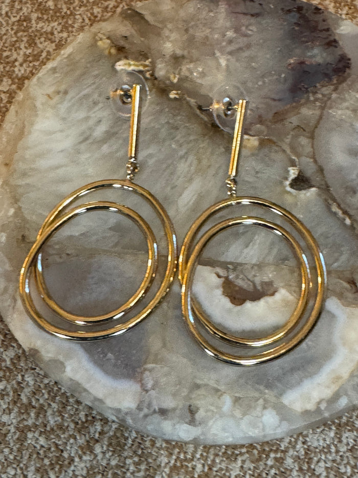 Double Gold Tone Hoop Earrings