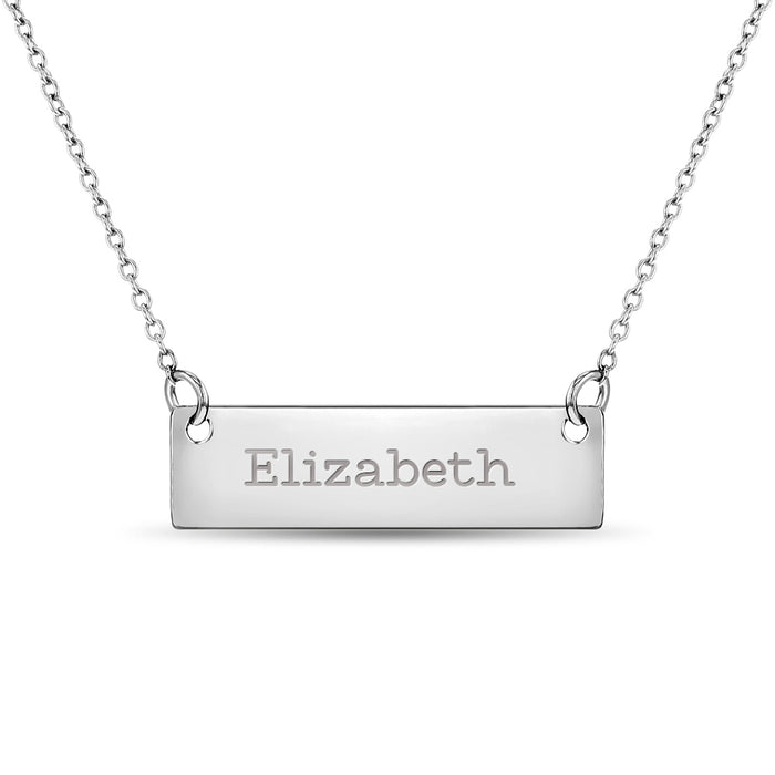 Engraved Bar Women's Necklace - Sterling Silver