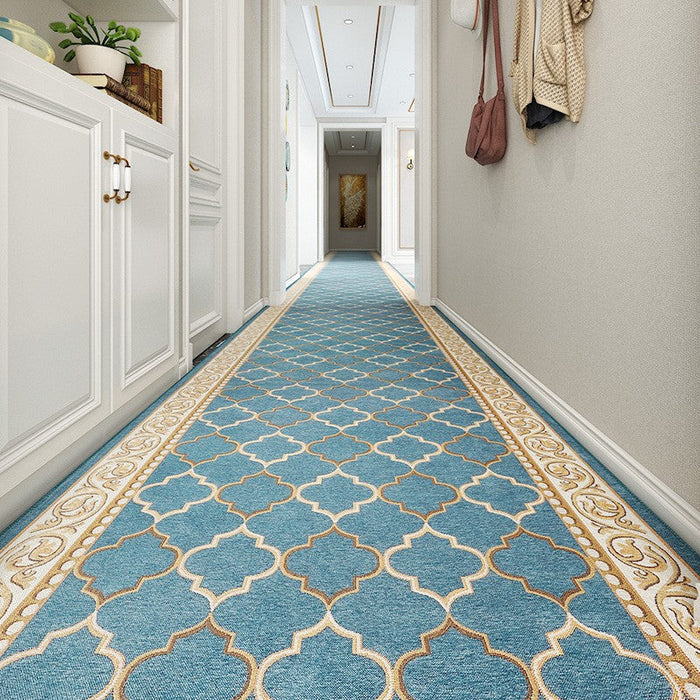 Entryway Runner Rugs, Easy Care Entrance Hallway Runners, Modern Extra Long Hallway Runners, Long Narrow Runner Rugs, Washable Kitchen Runner Rugs, Blue Hallway Runners-Paintingforhome