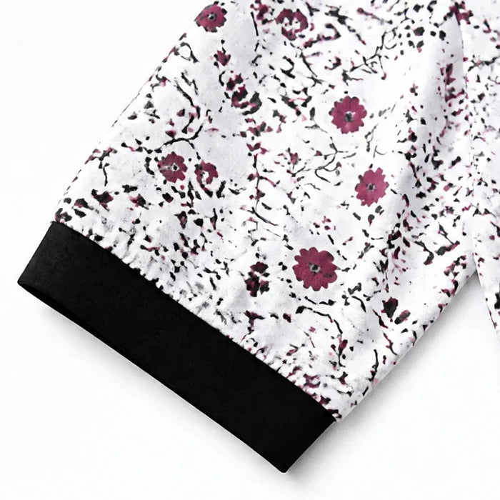 Evelora – Floral V-Neck Tunic Top with Button Yoke
