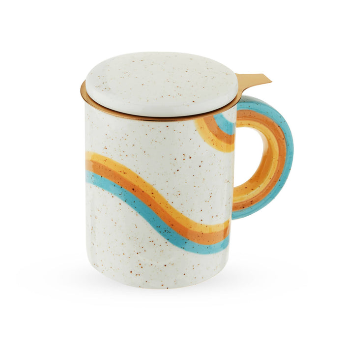 Everlee Speckled Ceramic Mug with Tea Infuser and Lid