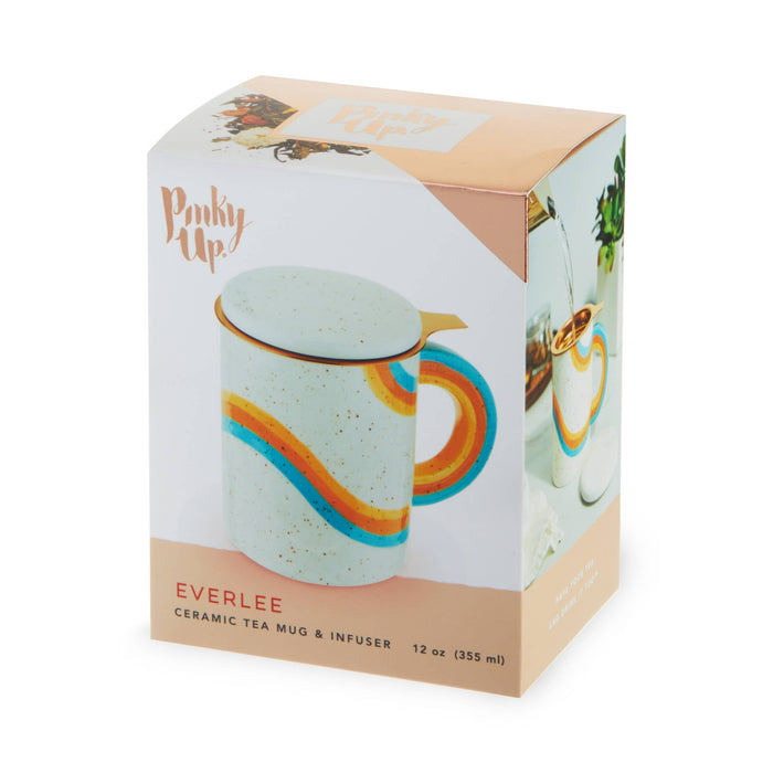 Everlee Speckled Ceramic Mug with Tea Infuser and Lid