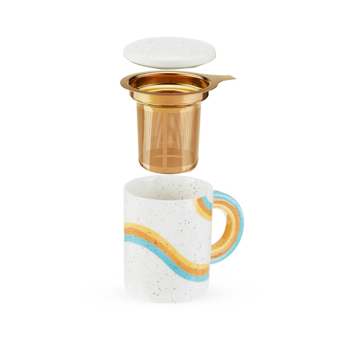 Everlee Speckled Ceramic Mug with Tea Infuser and Lid