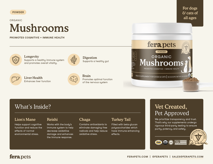 Fera Pets - USDA Organic Mushrooms - Immune Support for Dogs and Cats