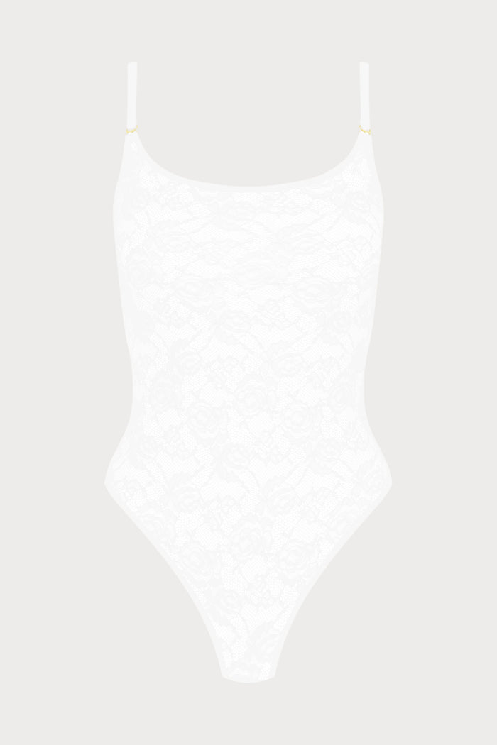 Maison Close Flashback Lace Thong Body White