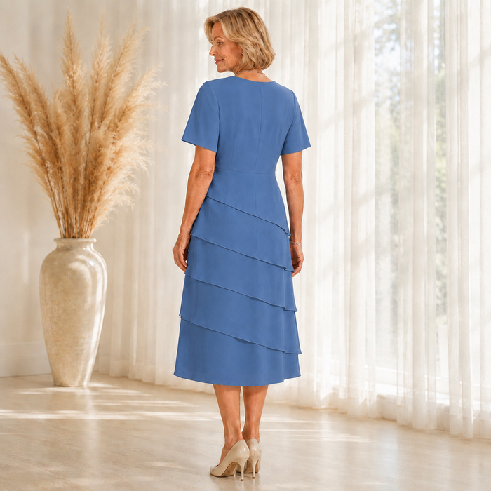 Florenza – Tiered Chiffon-like Midi Dress for Weddings and Events