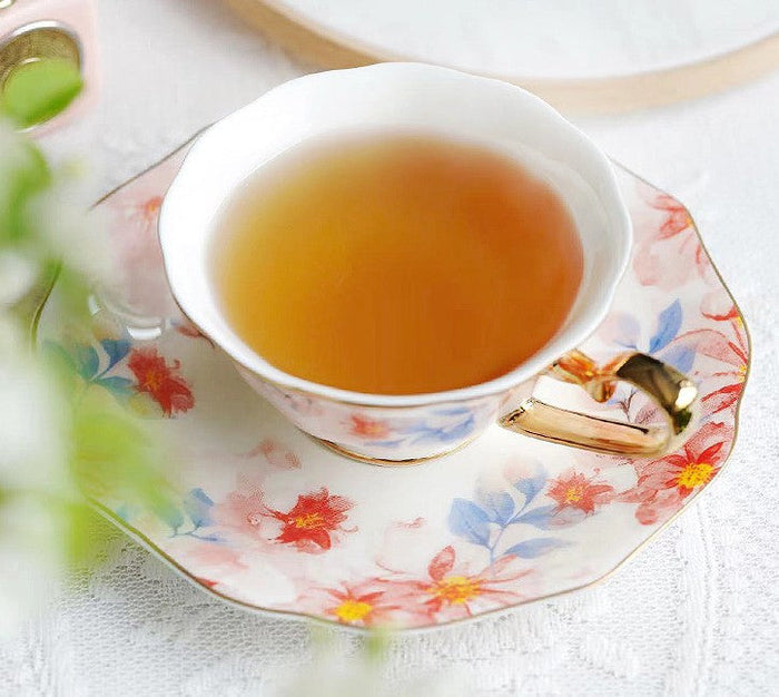 Flower Porcelain Tea Cup Saucer Set, Unique Tea Cup and Saucer in Gift Box,British Royal Ceramic Cups for Traditional Afternoon Tea, Elegant Ceramic Coffee Cups-Paintingforhome