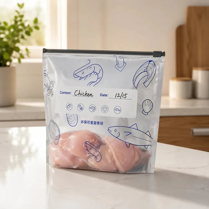 Freshlock – Reusable freezer storage bags with label panel, 10 pack
