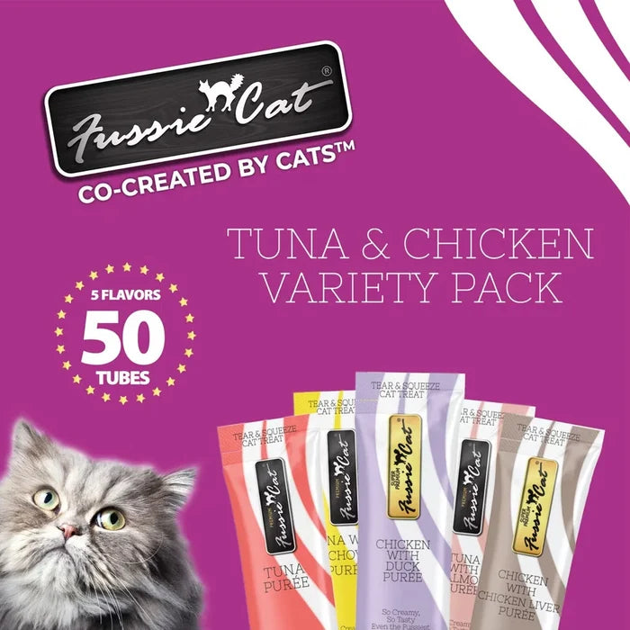 Fussie Cat Tuna & Chicken 5 Flavor Variety Pack - 50 Count