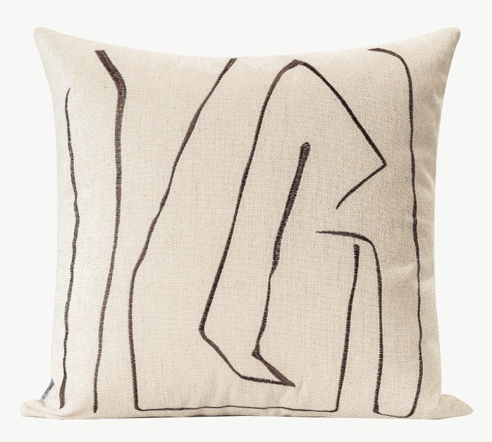 Geometric Square Modern Throw Pillows for Couch, Beige Decorative Throw Pillows, Large Contemporary Throw Pillow for Interior Design-Paintingforhome