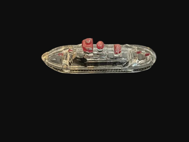 Glass Ocean Liner Ship Figurine Nautical Paperweight - Red - Annapolis Maritime Antiques