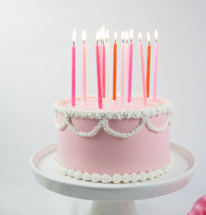 Glittery Pink Candles 16ct