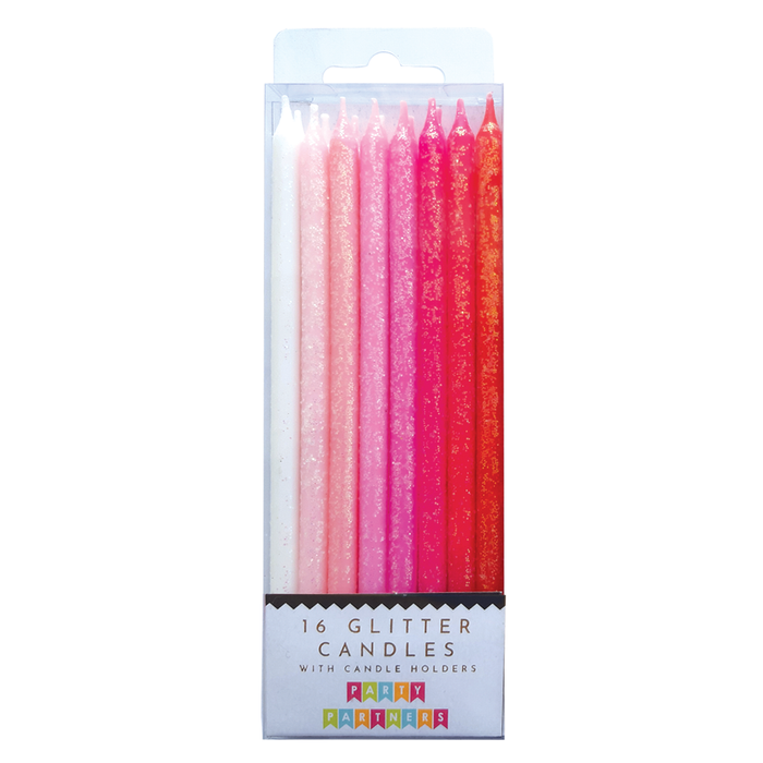 Glittery Pink Candles 16ct