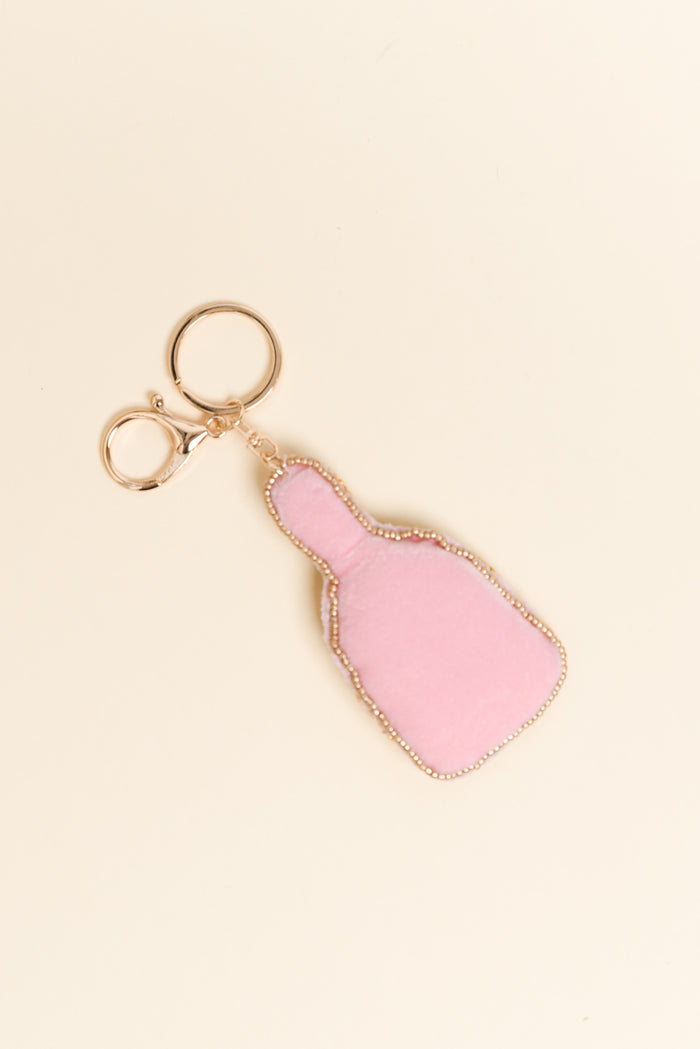 Gold Champagne Beaded Keychain