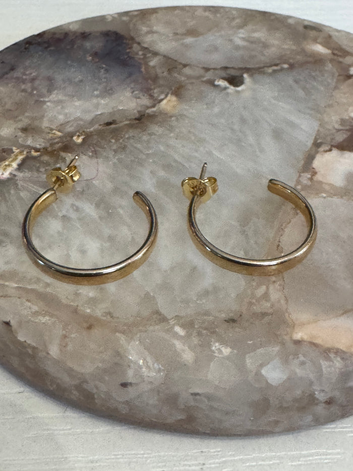 Gold-tone Open Hoop Earrings - 3/4" diameter