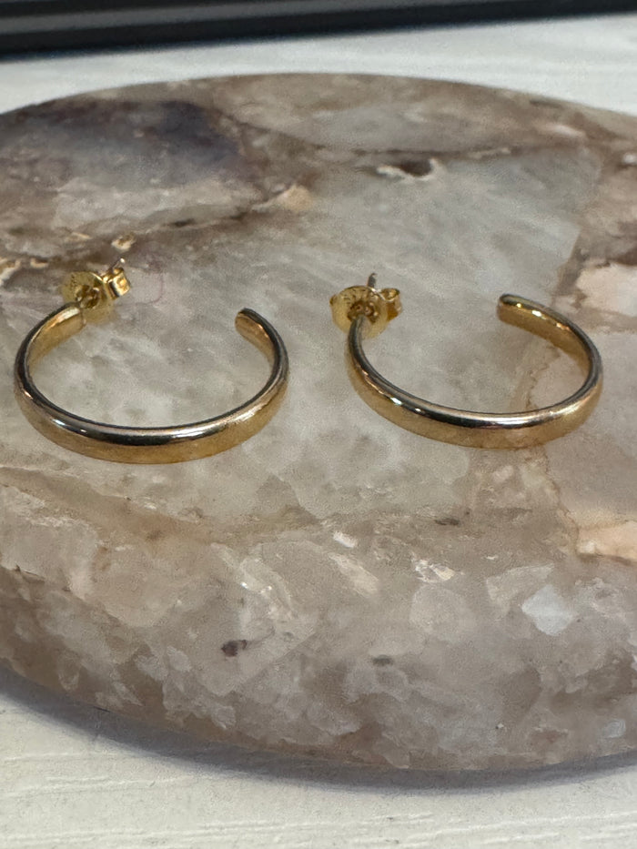 Gold-tone Open Hoop Earrings - 3/4" diameter