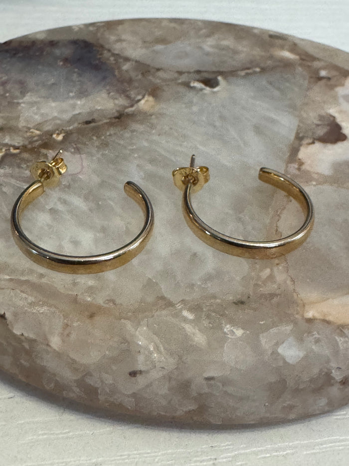 Gold-tone Open Hoop Earrings - 3/4" diameter