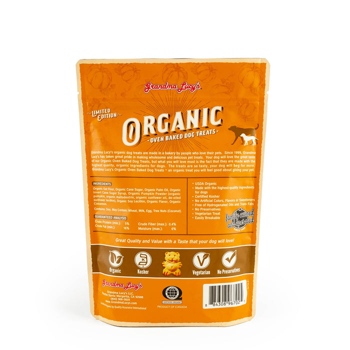 Grandma Lucy's - ORGANIC Baked Dog Treats (Wheat Free) - Pumpkin Pie - 8oz