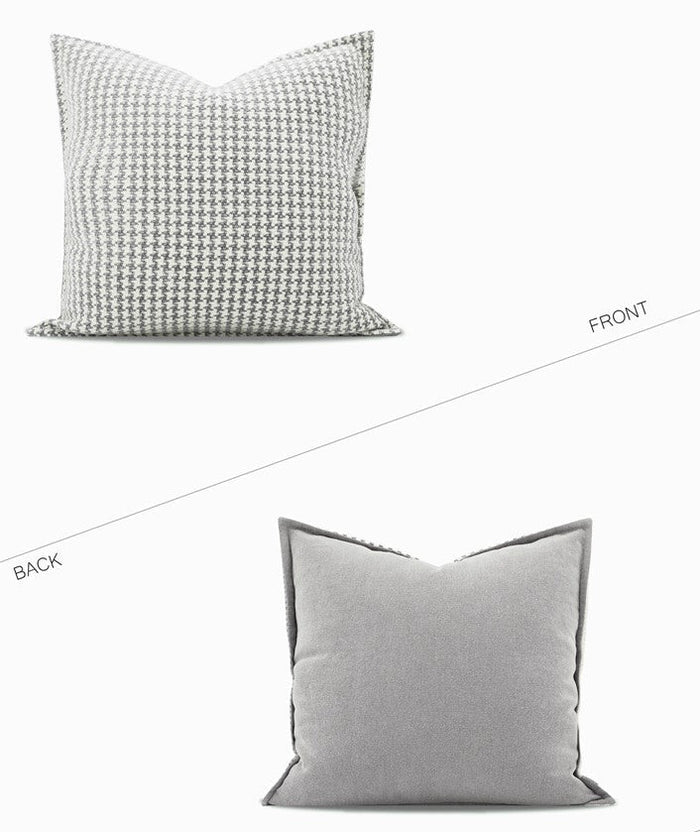 Gray Chequer Modern Sofa Pillows, Large Decorative Throw Pillows, Contemporary Square Modern Throw Pillows for Couch, Abstract Throw Pillow for Interior Design-Paintingforhome
