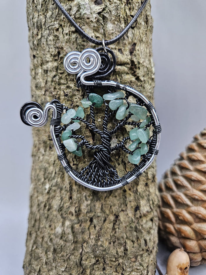 Green Aventurine tree of life pendant