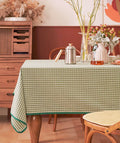 Green Rectangle Tablecloth for Dining Room Table, Cotton Chequer Rectangular Tablecloth, Square Tablecloth for Coffee Table, Farmhouse Table Cloth, Wedding Tablecloth-Paintingforhome
