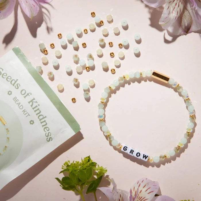 Grow Bead Kit — lifestyle detail of completed beaded bracelet on wrist