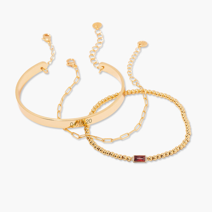 Gwen Date Cuff Bracelet Stack Set
