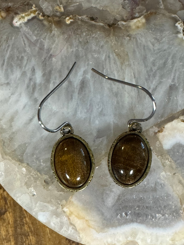 Hamsa Hand Tiger’s Eye Dangle Earrings