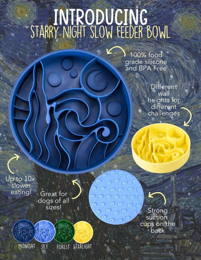 Happy Dingos - Starry Night Slow Feeder Bowl: Sky