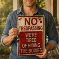 Hollerwood – Rustic No Trespassing Tin Sign for Porch Garage Garden