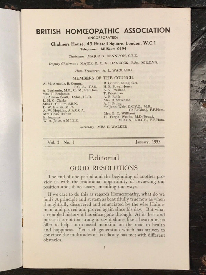 HOMOEOPATHY - BRITISH HOMOEOPATHIC ASSN JOURNALS - 10 Original Journals, 1953