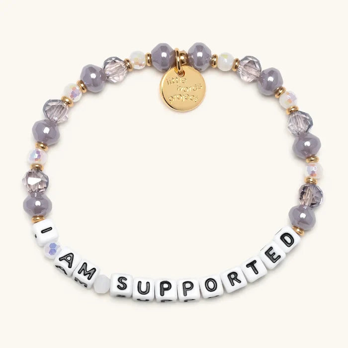 I Am Supported beaded bracelet with grey stones