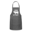 I Rub My Meat BBQ Cow Adjustable Apron - charcoal