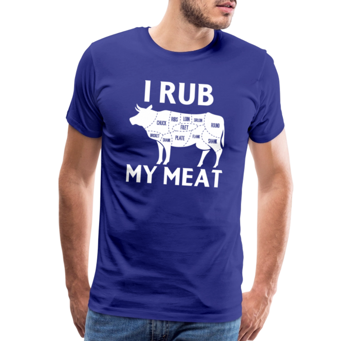 I Rub My Meat BBQ Cow Men's Premium T-Shirt - royal blue