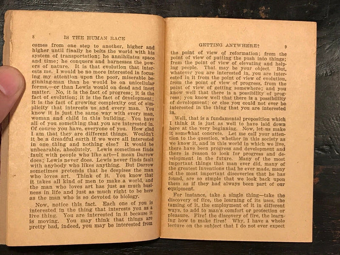 IS THE HUMAN RACE GETTING ANYWHERE? A DEBATE - F. Starr, Clarence Darrow, 1926