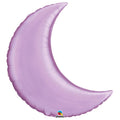 A 35-inch purple crescent moon-shaped balloon.