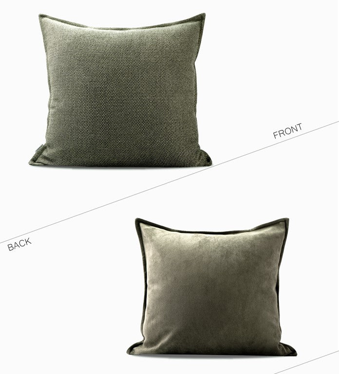 Large Green Square Modern Throw Pillows for Couch, Large Throw Pillow for Interior Design, Contemporary Modern Sofa Pillows, Simple Decorative Throw Pillows-Paintingforhome