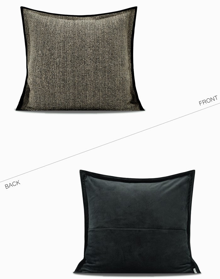 Large Grey Black Decorative Throw Pillows, Contemporary Square Modern Throw Pillows for Couch, Large Modern Sofa Pillows, Simple Throw Pillow for Interior Design-Paintingforhome