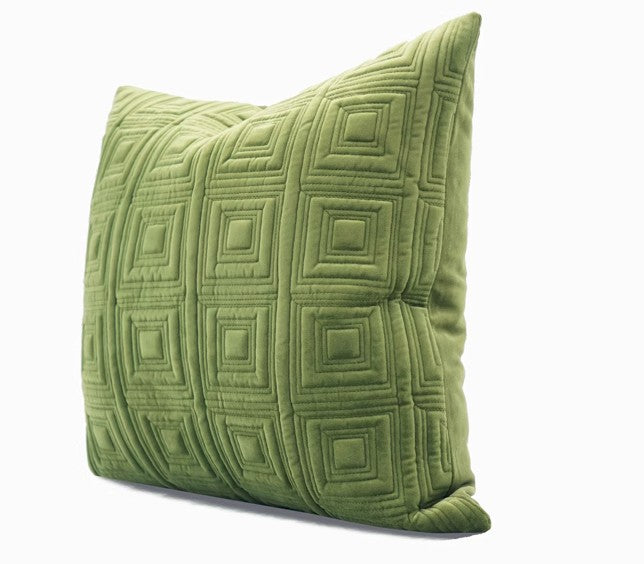 Large Square Modern Throw Pillows for Couch, Green Geometric Modern Sofa Pillows, Large Decorative Throw Pillows, Simple Throw Pillow for Interior Design-Paintingforhome