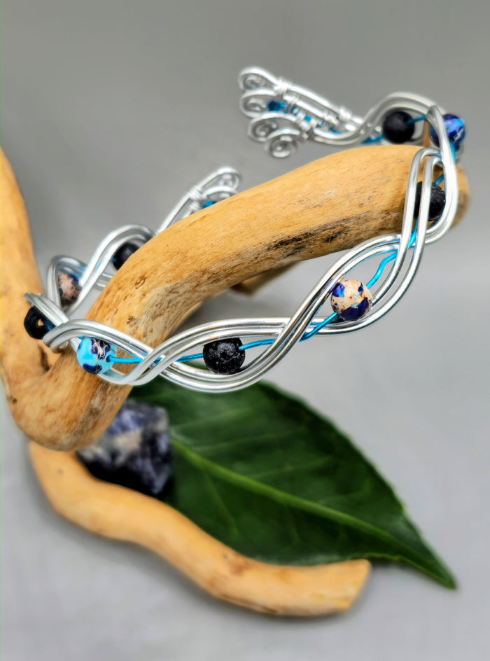 Lava stone and Blue Jasper bracelet