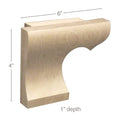 Left Straight Edge Wood Pedestal Foot, 6"w x 4"h x 1"d Carved Bun feet White River Hardwoods