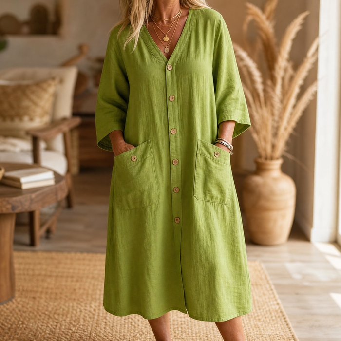 Linora – Button-Front Midi Dress