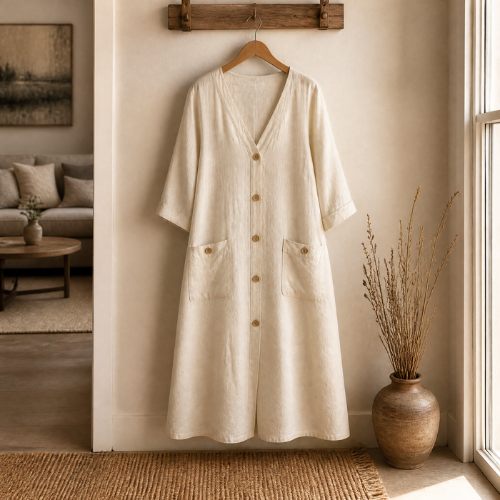 Linora – Button-Front Midi Dress