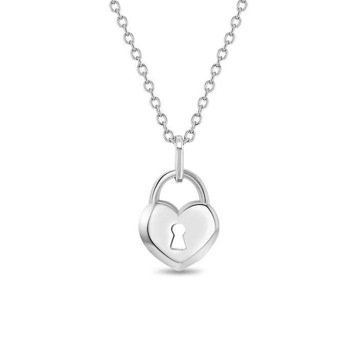 Locked Heart Kids / Children's / Girls Pendant/Necklace - Sterling Silver