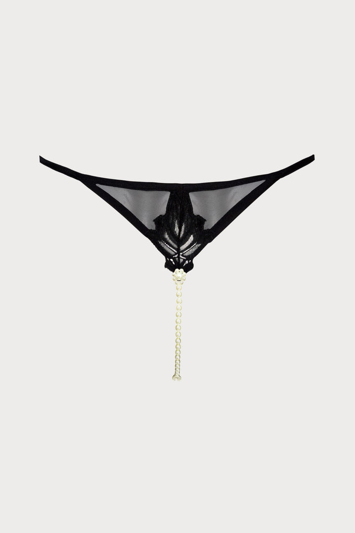 Bracli London Black G-String with Daisy Pearl Finish