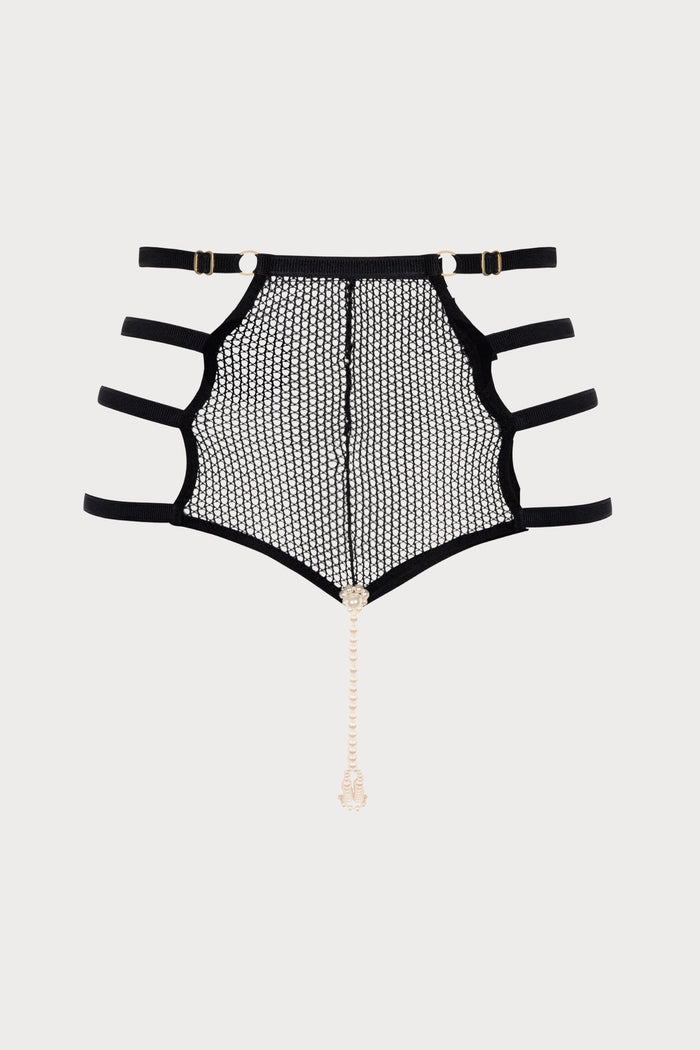 Bracli London Black High Waist Brief with Daisy Pearl Finish