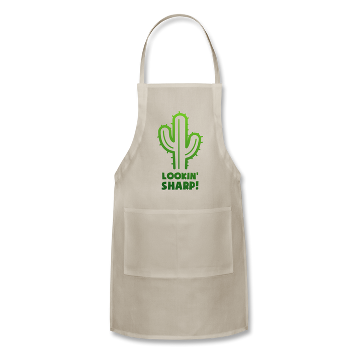 Lookin' Sharp! Cactus Pun Adjustable Apron - natural