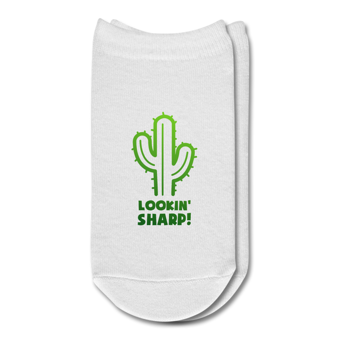 Lookin' Sharp! Cactus Pun Ankle Socks - white